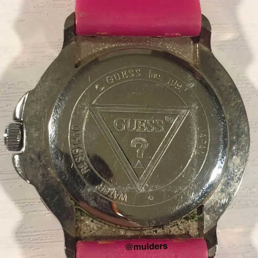 Vintage Guess Pink Rubber Watch - Doesn't Run, For Parts